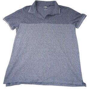 Goodfellow & Co Mens Standard Fit Heathered Stripe Polo Shirt Blue XL